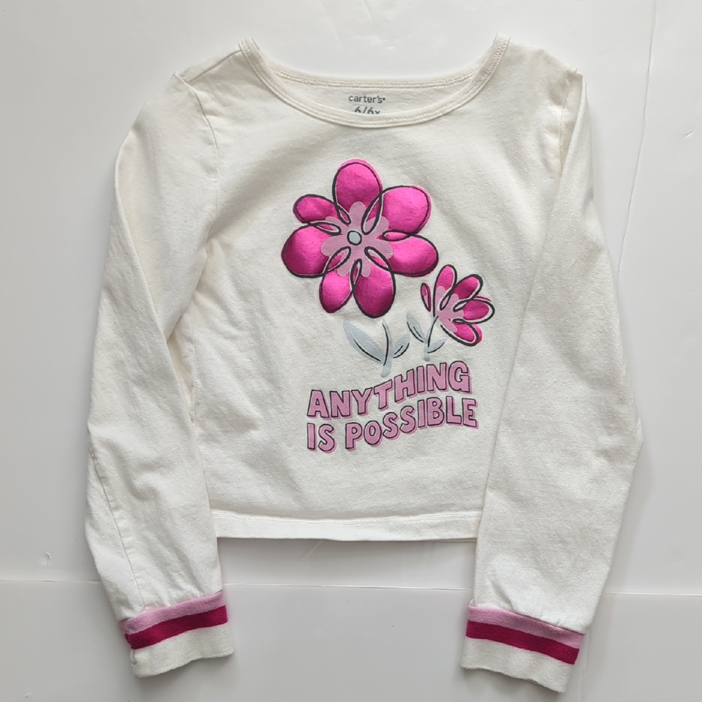 Carter's Cream and Pink Floral Long Sleeve Tee